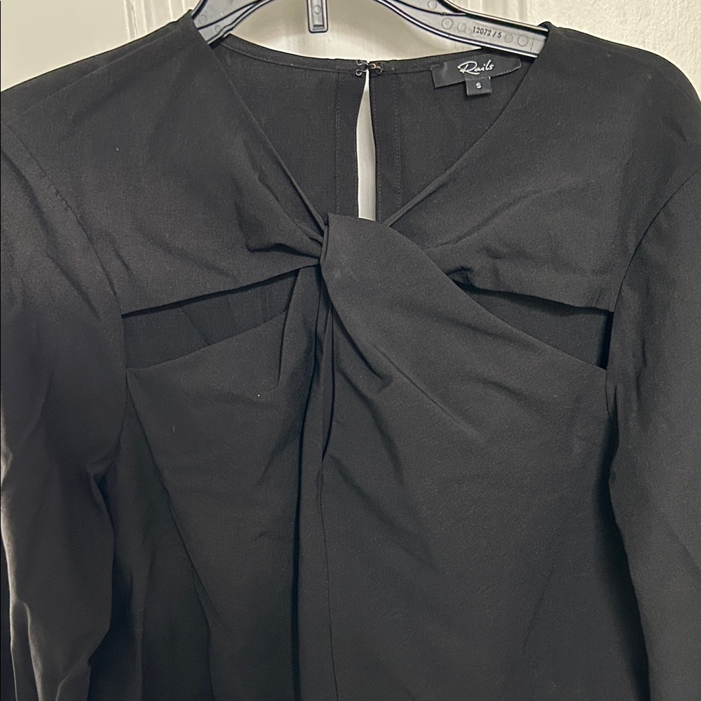 Rails Black Twist-Front Long Sleeve Blouse